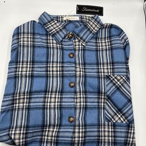 Fantaslook Women's Blue Plaid Button-Down Shirt
